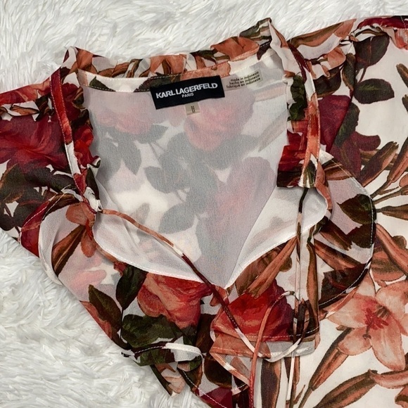 Karl Lagerfeld sleeveless floral chiffon style blouse - Picture 6 of 6